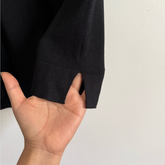 J. Jill Black Silk Cotton Knit Blend V-Neck Long Sleeve Top size S Tall - Picture 3 of 6